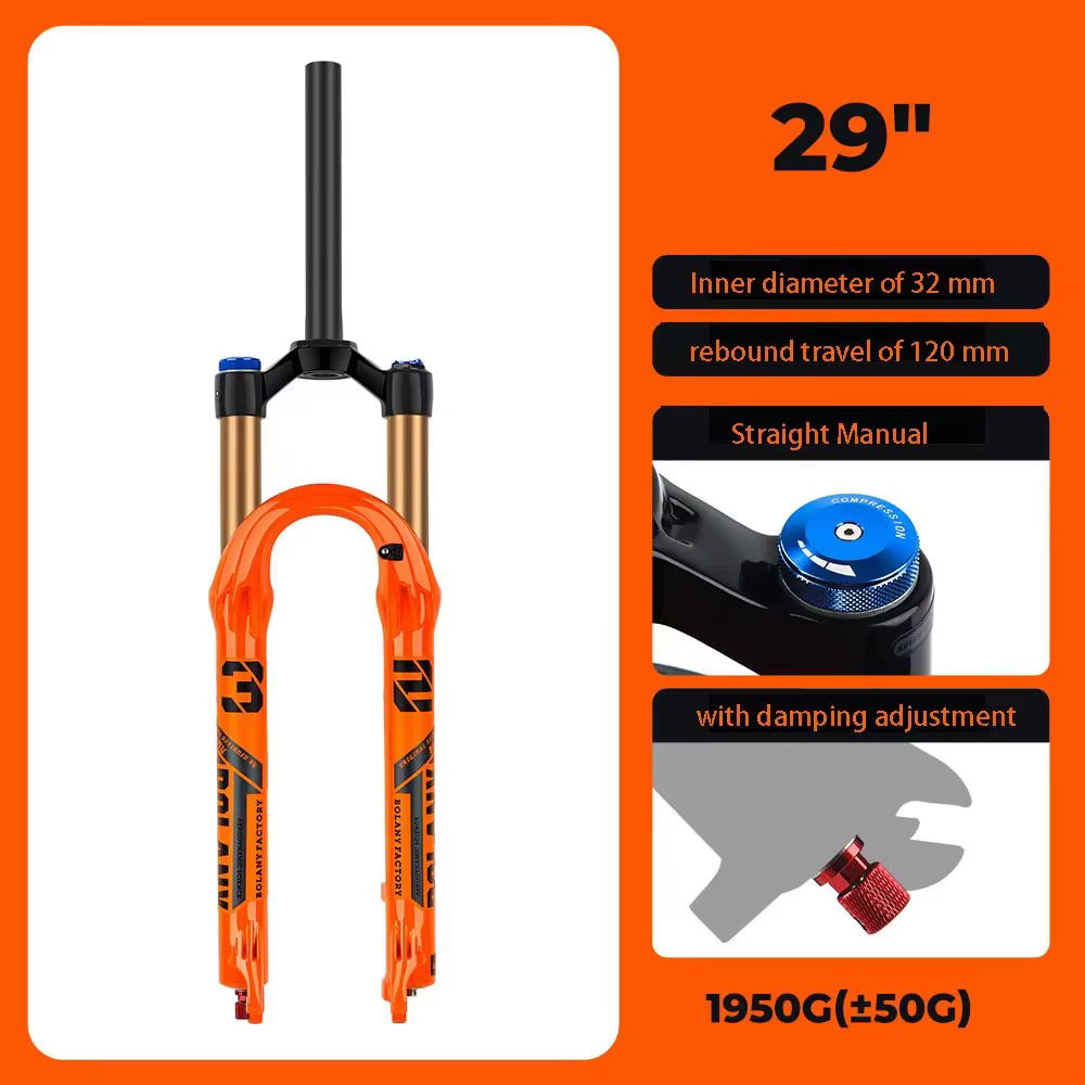 BOLANY Fourche VTT 32 mm 120 mm Air/Huile Double Verrouillage 26-29" Alliage de magnésium