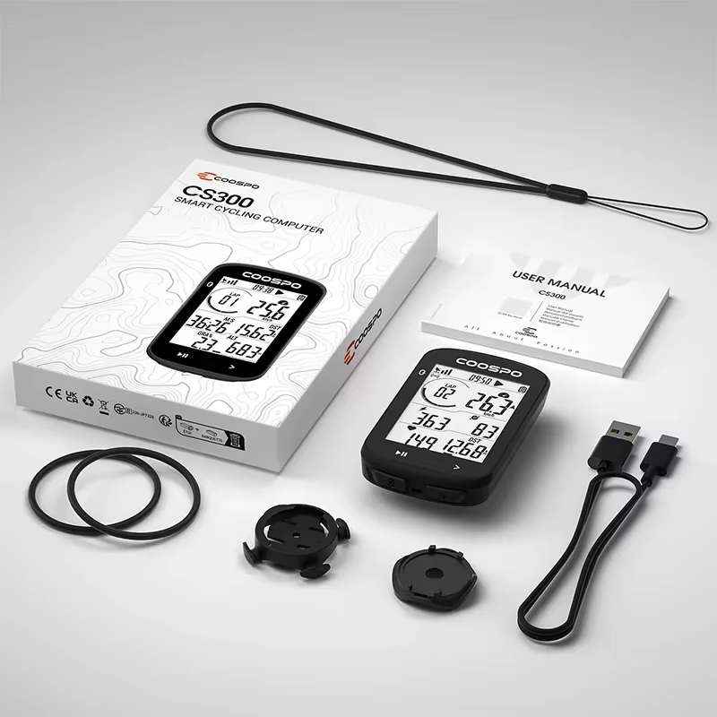 Coospo-Ordinateur de vélo CS300 GPS avec grand écran, compteur de vitesse sans fil, chronomètre numé