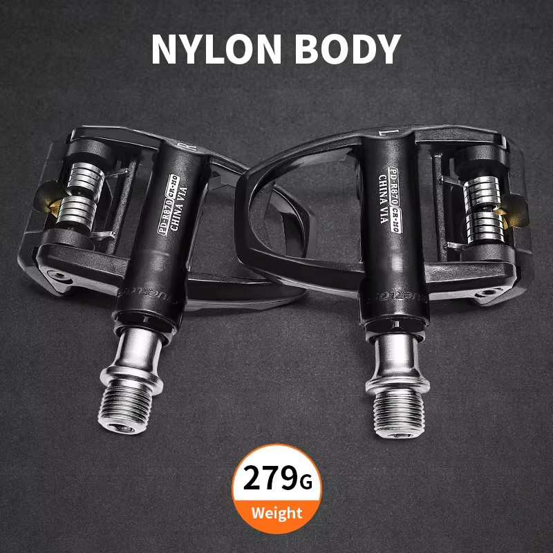 Pédales de vélo de route sans clip Bucklos compatibles avec le système Look Keo, en fibre de carbone