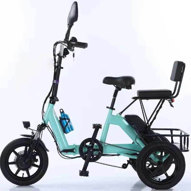 Petit Tricycle électrique pliant à 3 roues pour femmes, avec siège de passagers, vélo électrique amo