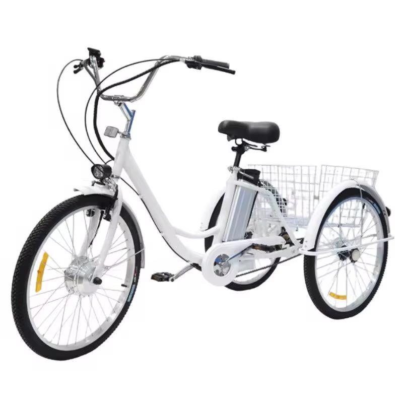 Vélo électrique à trois roues 36V 24 pouces vélo électrique pour femmes dames avec batterie amovible