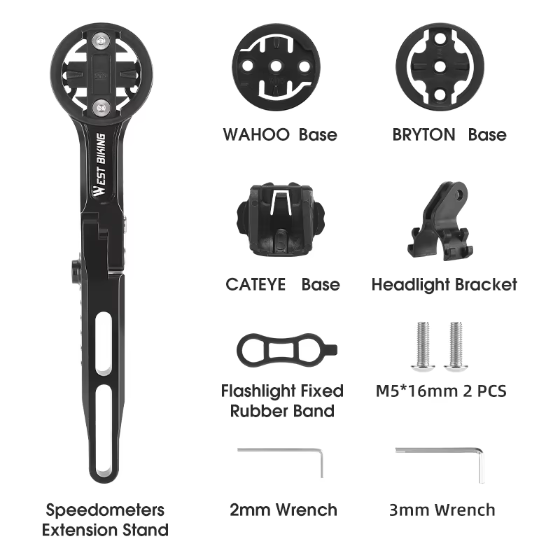 WEST BIKING-Guidon intégré pour vélo de route, support de compteur de vitesse Garmin, support de lum