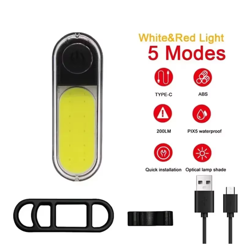 Ensemble de lumières COB pour vélo BUCKLOS, recharge USB, feu arrière haute visibilité 500lm, lampe 