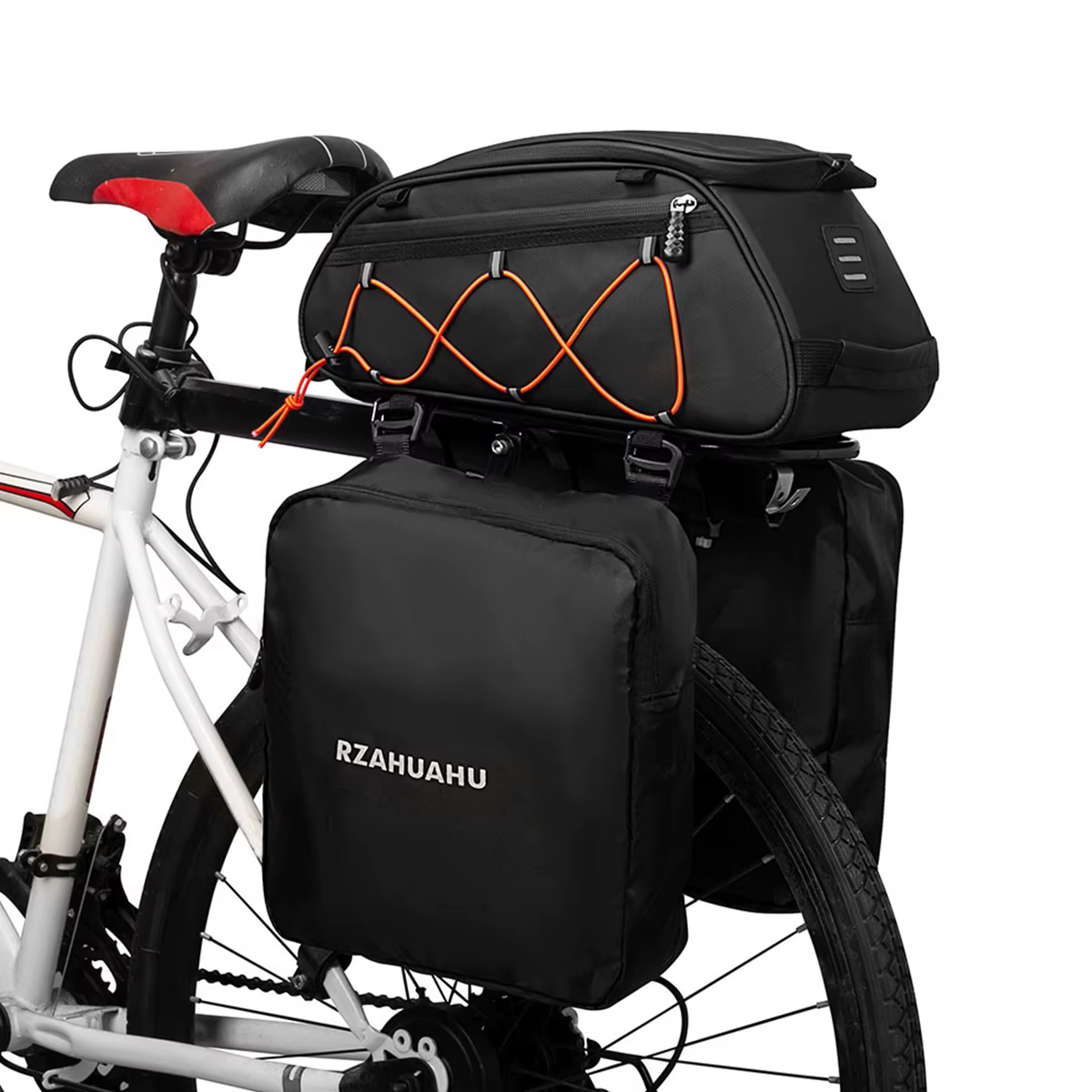 Sac de porte-vélo 3 en 1, sac de coffre étanche, sac de siège arrière de vélo, sac isotherme avec 2