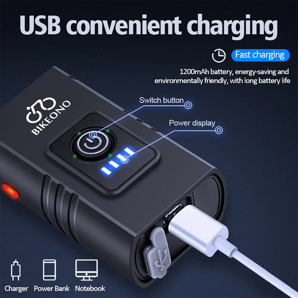 1000LM vélo lumière phare T6 vélo lampe de poche LED USB torche Rechargeable en alliage d'aluminium 