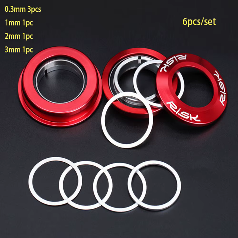 Rondelle en alliage d'aluminium 0.3/1/2/3mm, 6 pièces, entretoise de casque de vélo, rondelle de rég