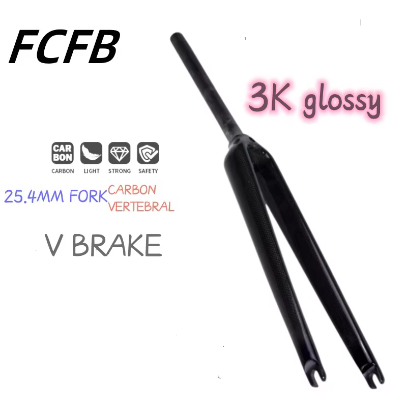 Fourche en carbone 25.4mm vélo de route de course brillant mat 3K UD fourche entièrement en fibre de