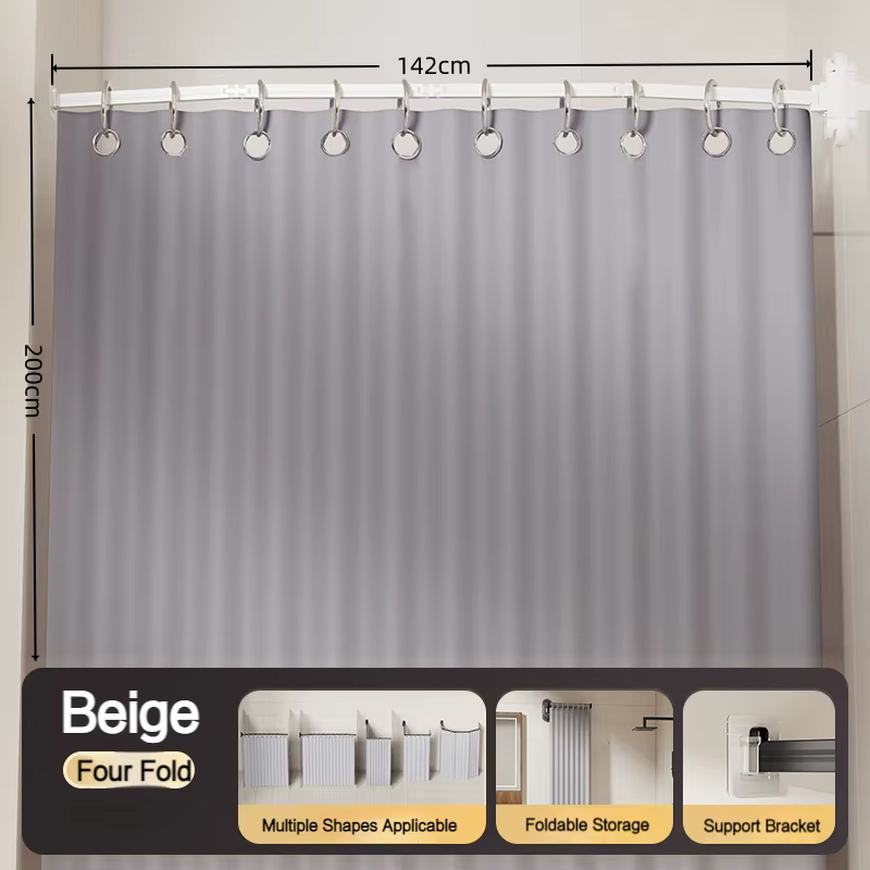 Ensemble de rideaux de douche pliables sans perçage à ventouses, cloison de douche invisible, sépara