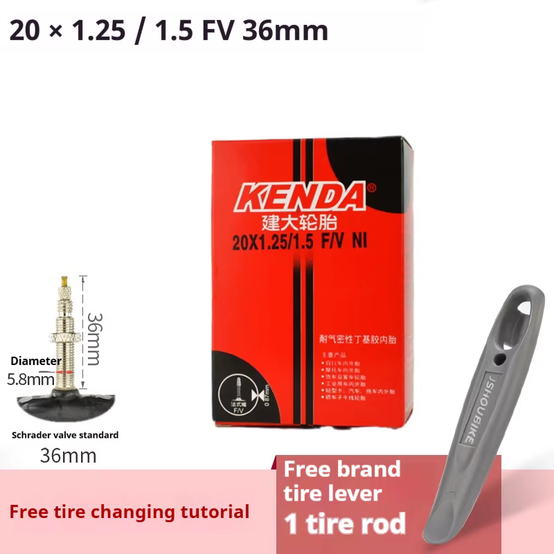 Chambre à air de vélo KENDA 20X1.25/1.5/1.75/2.125/1-8/3-8 pouces AV/FV 32/36/48mm pour véhicule pli