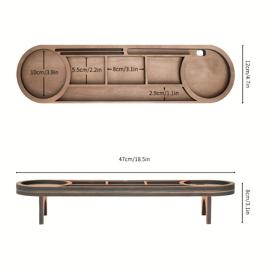 Organisateur de bureau en bois avec support surélevé, porte-gobelet multi-compartiments, porte-stylo