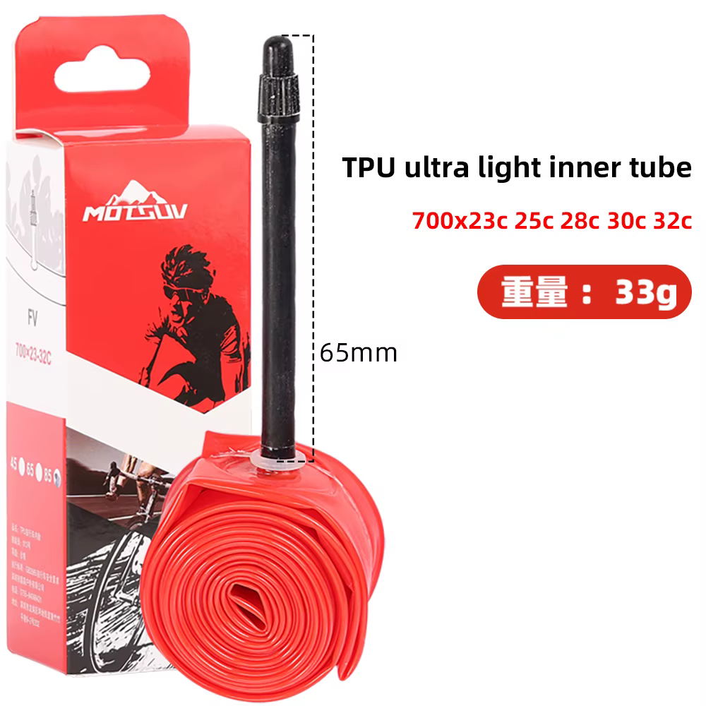 MOTSUV-Tube ultra-léger en TPU pour vélo de route, assujetfrançaise, pièce de bicyclette, 700x18, 25