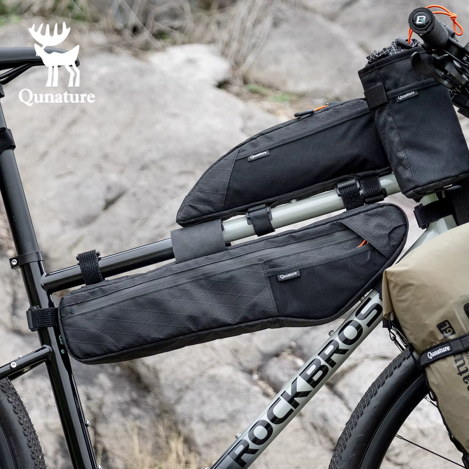 Qunature sac de vélo sac de cadre de vélo grande capacité étanche vtt et vélo de route sac de cyclis