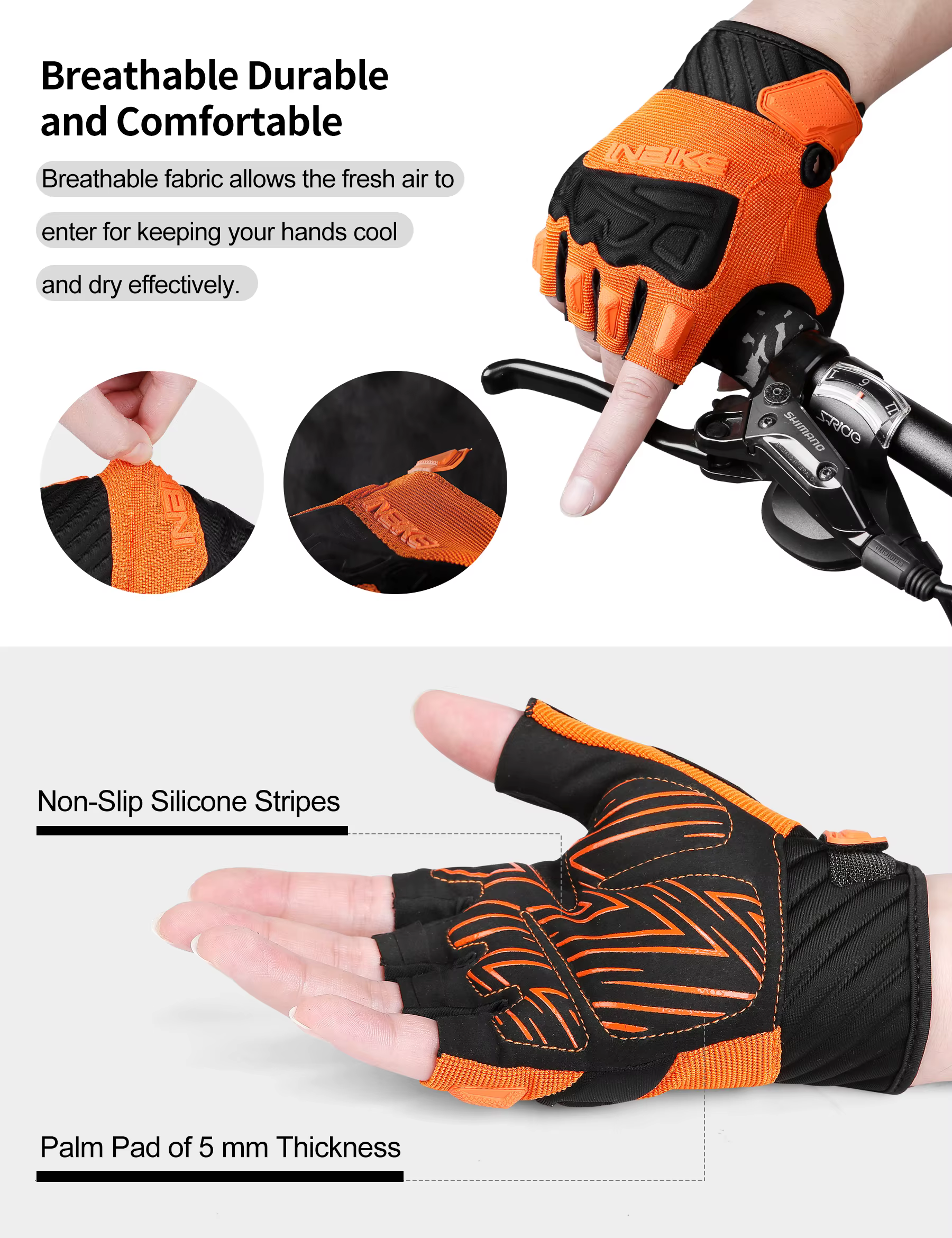 INBIKE 2023 nouveauté gants de vélo vtt été demi doigt gants de cyclisme pour hommes femmes respiran