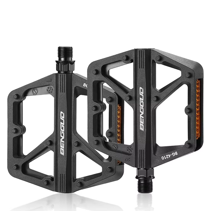 Pédales de vélo ultralégères à double roulement DU avec réflecteur, pédales plates pour vélo de mont
