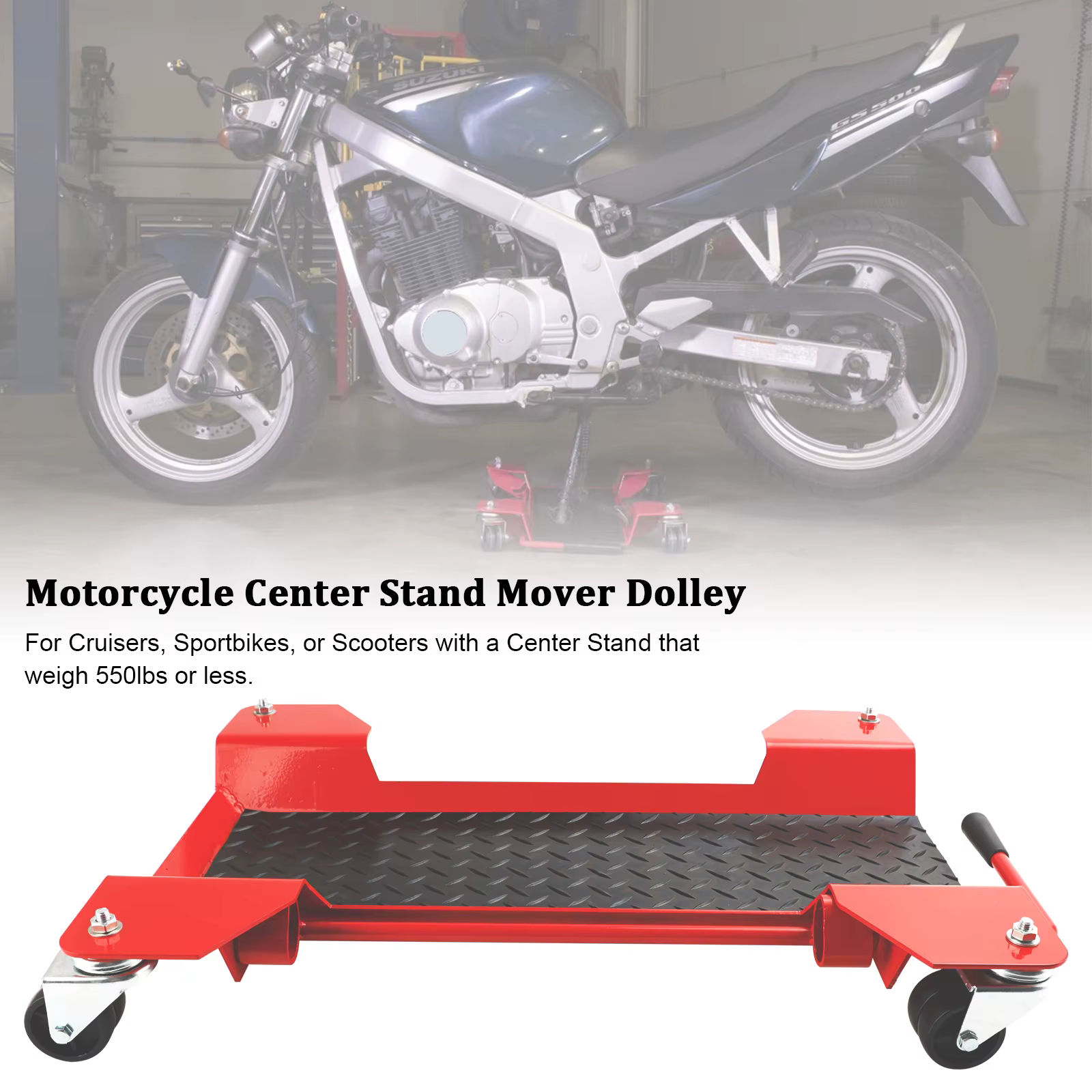 Areyourshop – support central de moto, plate-forme de chariot mobile, roulettes à 360 degrés, suppor