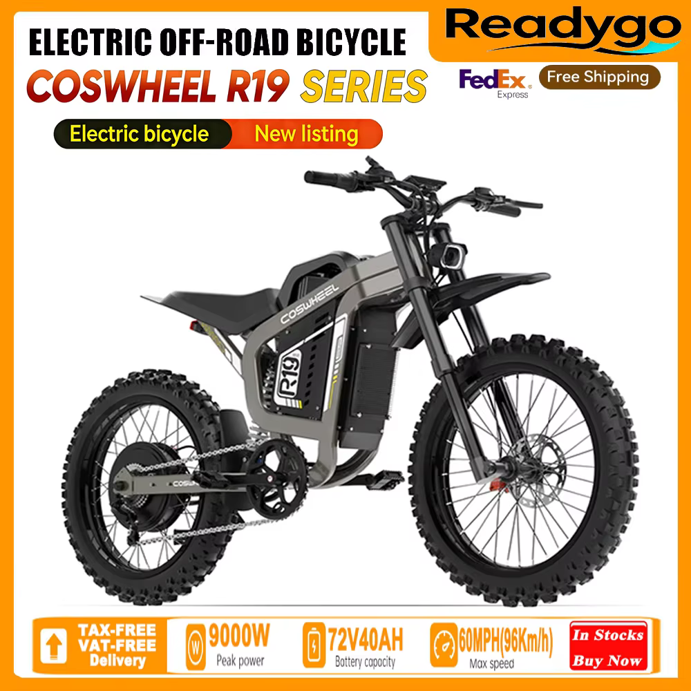 Readygo COSWHEEL R19 Moto électrique tout-terrain 9000W Haute puissance Batterie 72V40Ah Adulte Vite