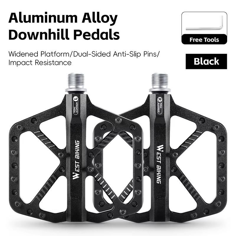 Pédales de vélo de descente WEST BIKING à roulements étanches, en alliage d'aluminium, plateforme la
