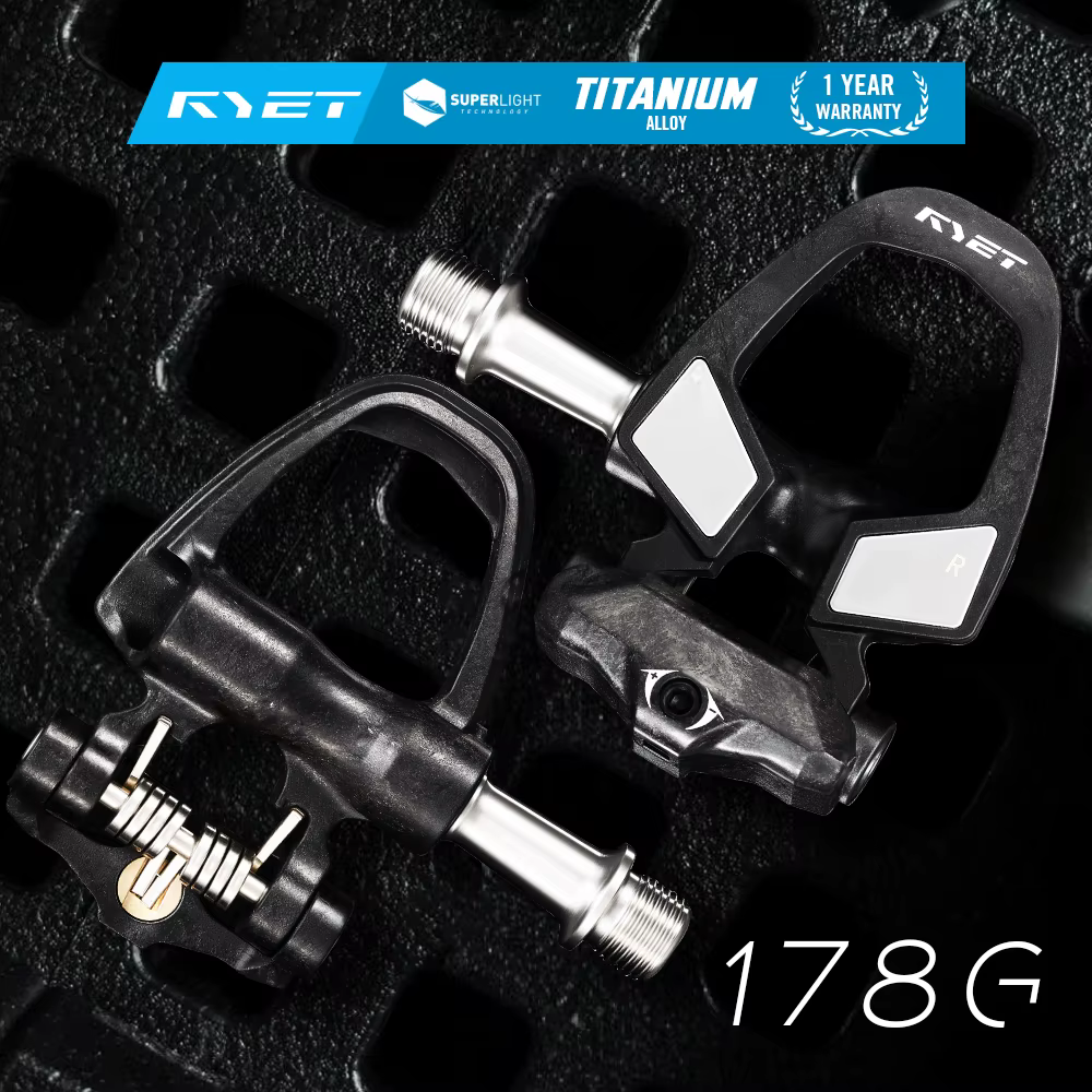 Pédales à clipser pour vélo de route en carbone RYET 178g, axe en titane CNC ultraléger, roulements 