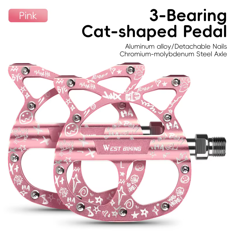 Pédale de vélo WEST BIKING à 3 roulements scellés en forme de chat, en alliage d'aluminium, antidéra