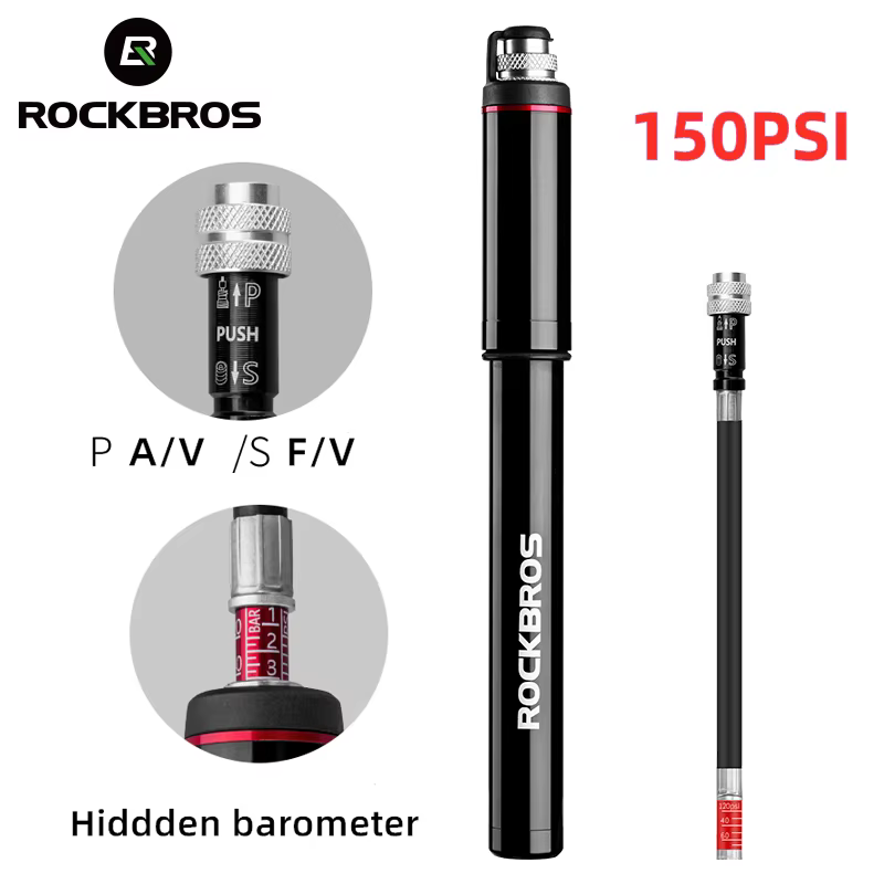 ROCKBROS vélo pompe à vélo en alliage d'aluminium 150PSI haute pression main Mini pompe à vélo pneu 