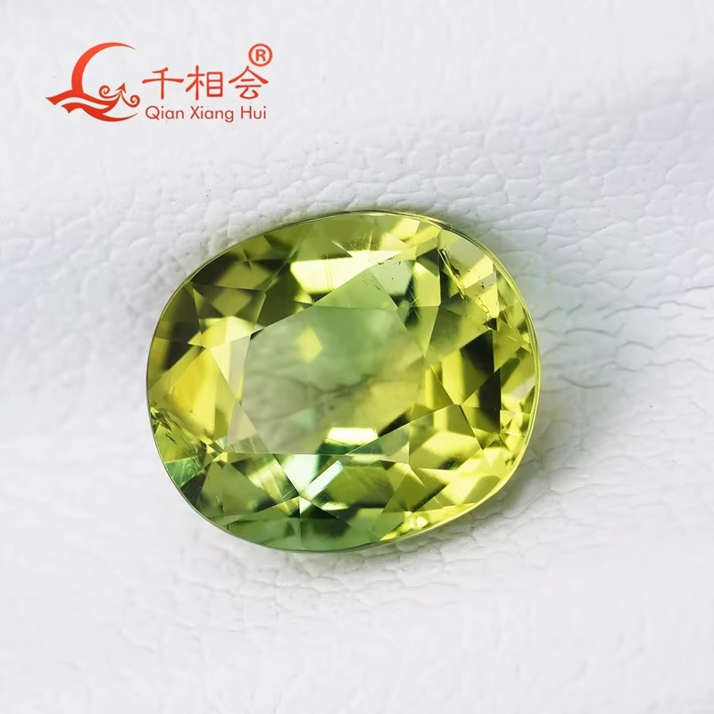 Tourmaline naturelle de forme ovale de 1,88 ct, couleur vert jaunâtre, pierre précieuse en vrac cert
