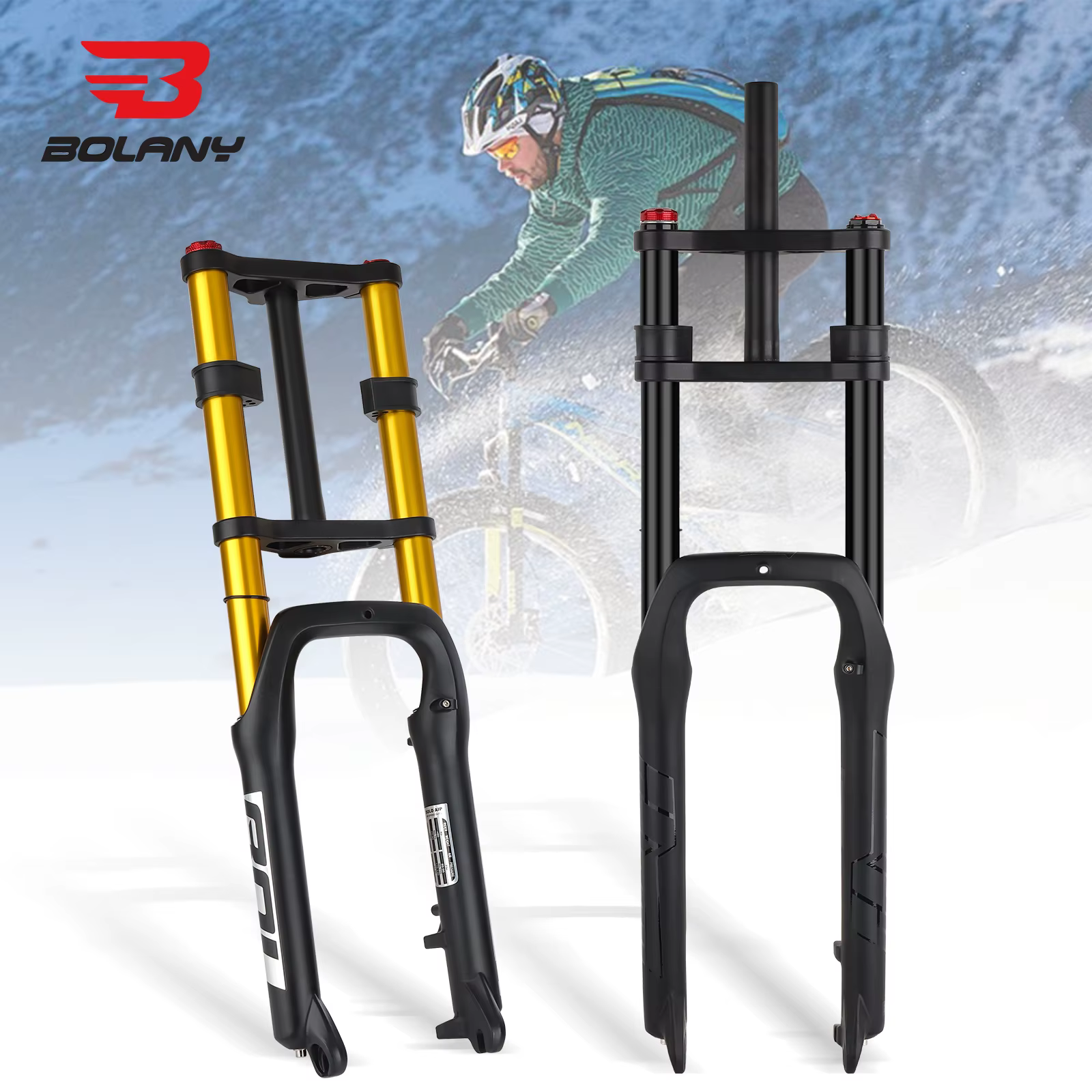 BOLANY fourche avant de neige à Double épaule 20*4.0 pouces/26*4.0 pouces fourche vtt 130mm fourche 