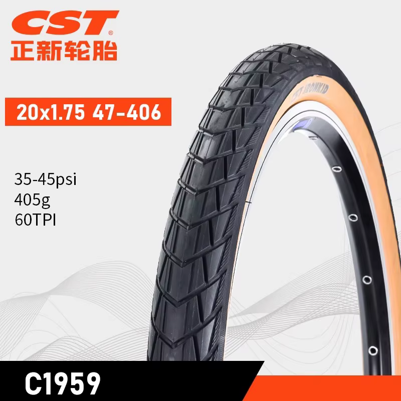 CST pneu de vélo 20x1.75 20x1.95 rétro marron paroi latérale 20 pouces 406 vélo pliant BMX tout-terr