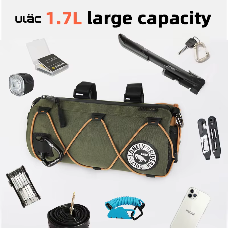 Sac de guidon de vélo Ulac, grande capacité 1,7 L, résistant à l'usure, sacoche de vélo de montagne,