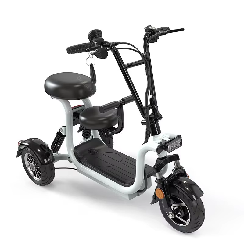 Trottinette électrique à trois roues pour adultes, 30ah, 70KM, 400W, 48V, Mini vélo électrique blanc