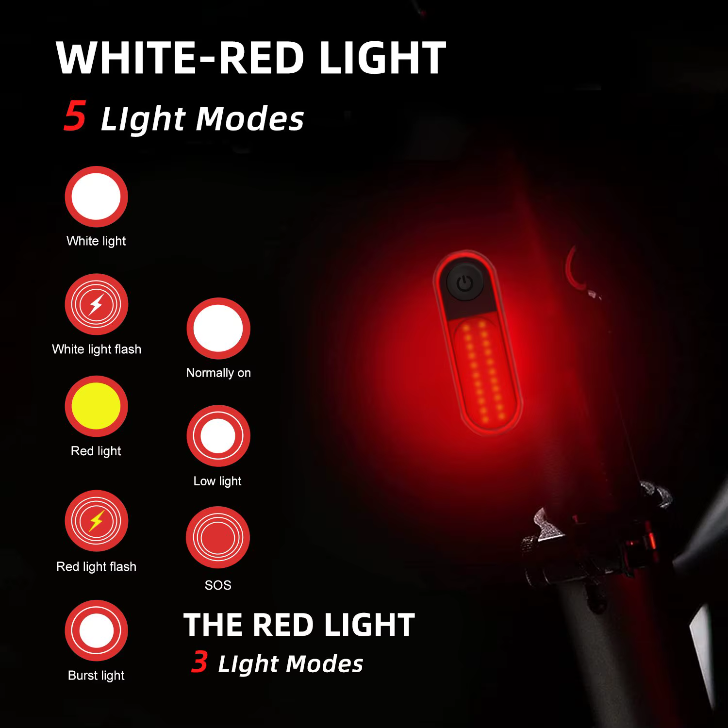 5 Modes Lumière Arrière de Vélo Étanche Lumière de Vélo COB USB Rechargeable Mtb Vélo Feux Arrière P