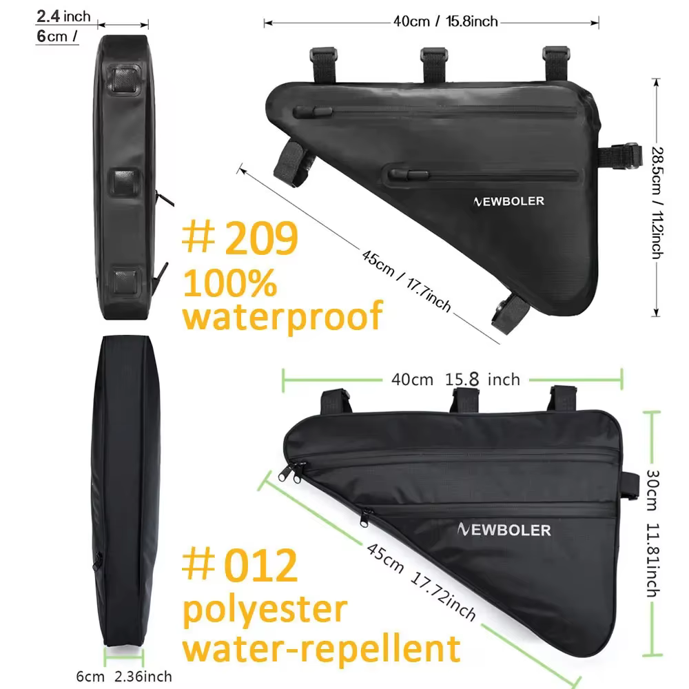 NEWBOLER sac de vélo étanche à la pluie grande capacité vtt vélo de route cadre sac Triangle pochett