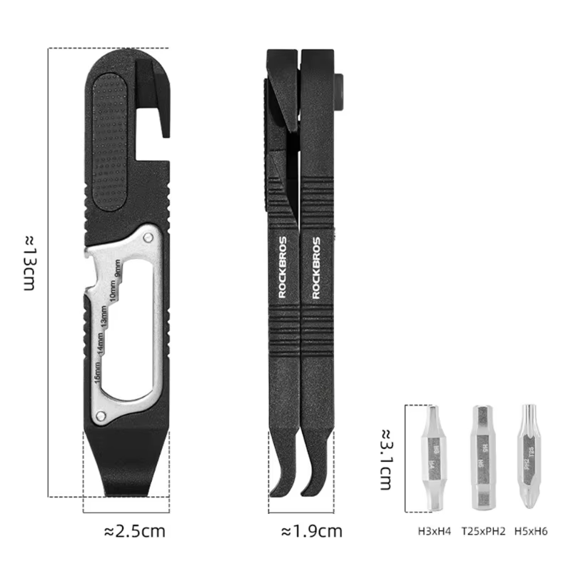 Leviers de pneu de vélo ROCKBROS, outil multifonctionnel portable pour vélo avec mini clé à cliquet,