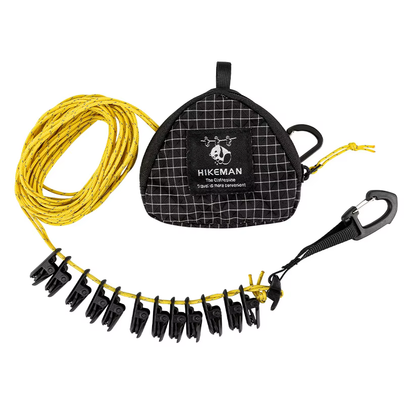 Corde à linge portable d'extérieur, accessoires de rangement pour la randonnée, corde à linge de cam