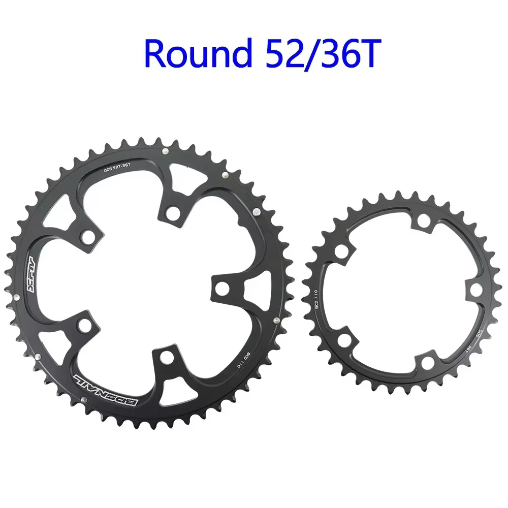 Plateau de pédalier double ovale/rond Snail 110BCD 2x pour vélo de route 50/34 52/36 53/39 54/40 com