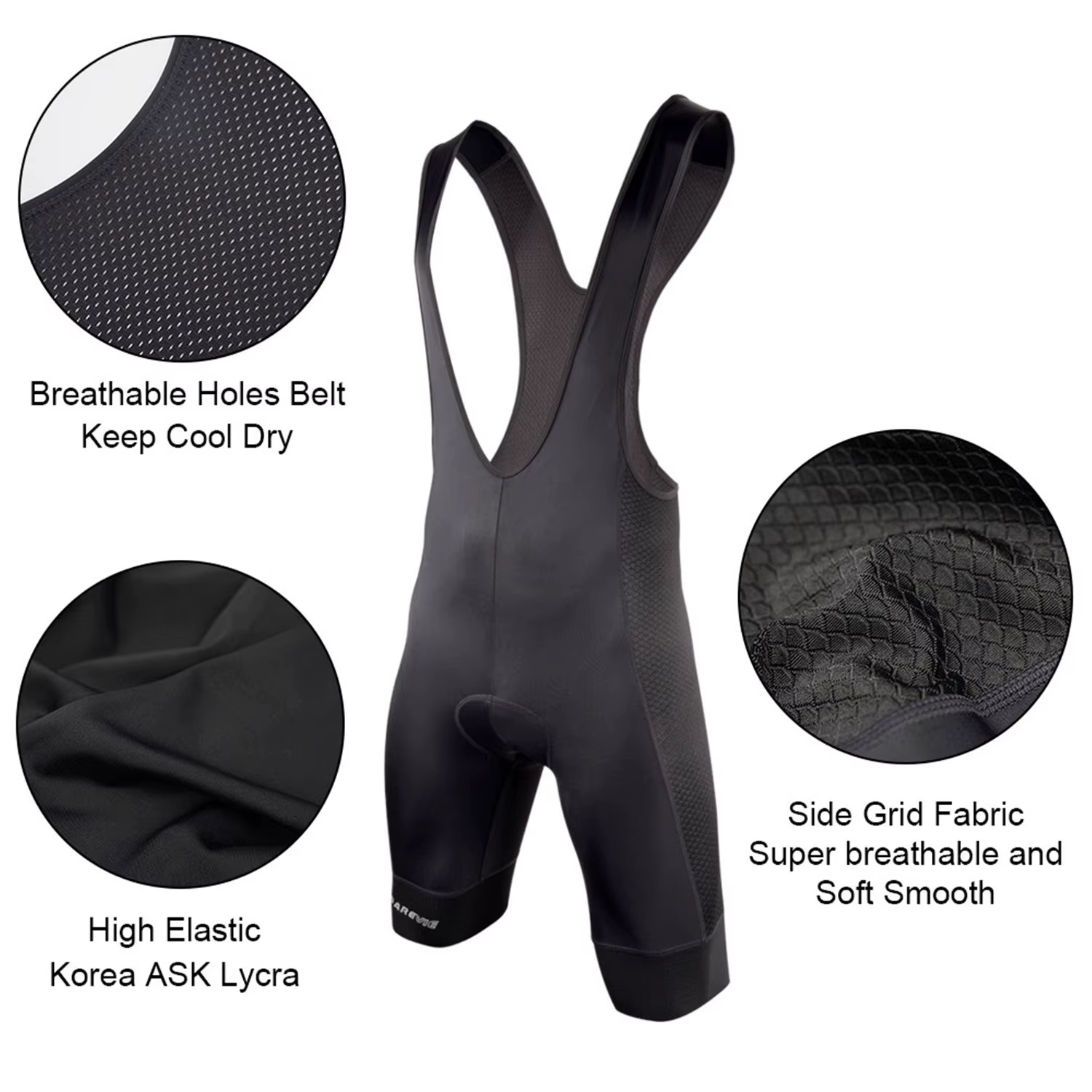 DAREVIE-Cuissard à Bretelles Respirant avec Coussretours en Gel 3D pour Homme, Short de Cyclisme de