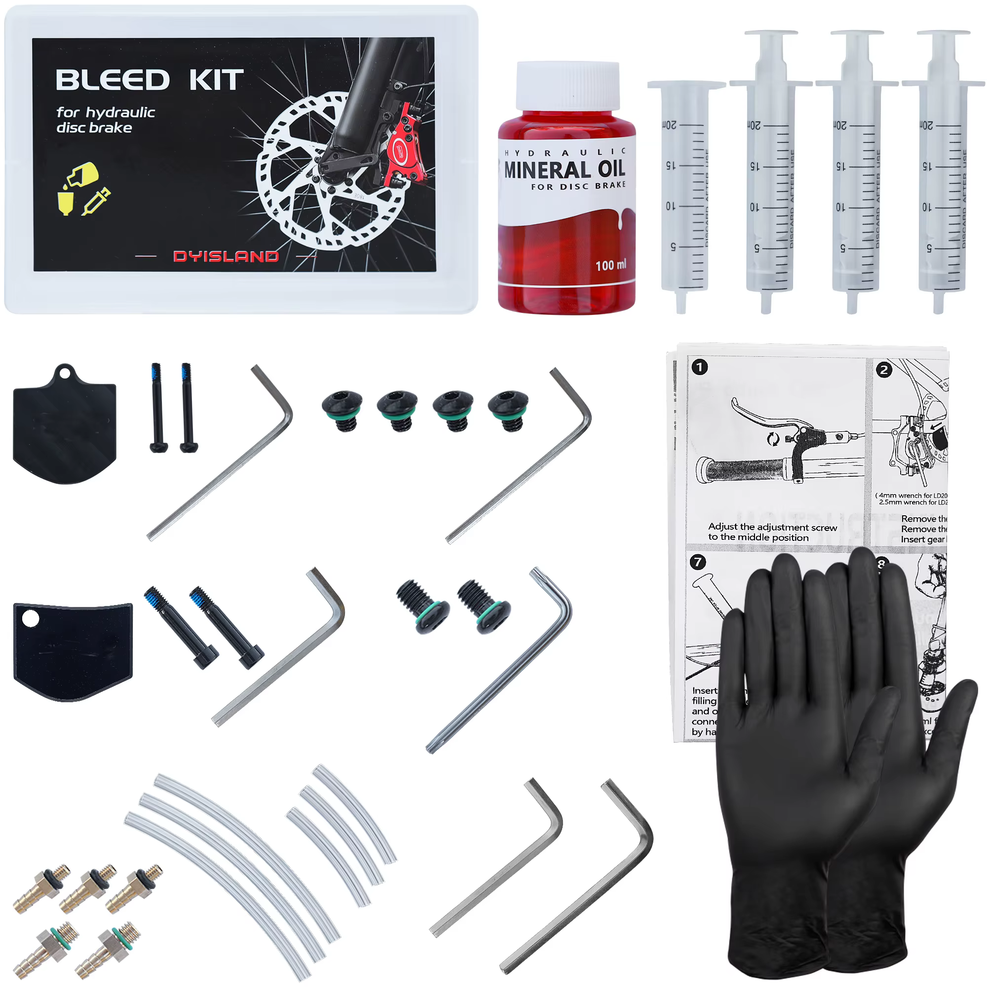 Kit de purge de frein de vélo DYISLAND, huile minérale et outil de fonctionnement pour frein hydraul