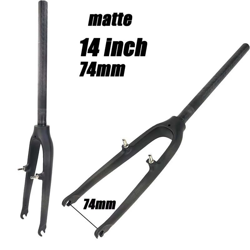 Fourche de vélo pliable en fibre de carbone 3K pour petites roues, fourche avant en carbone, freins 