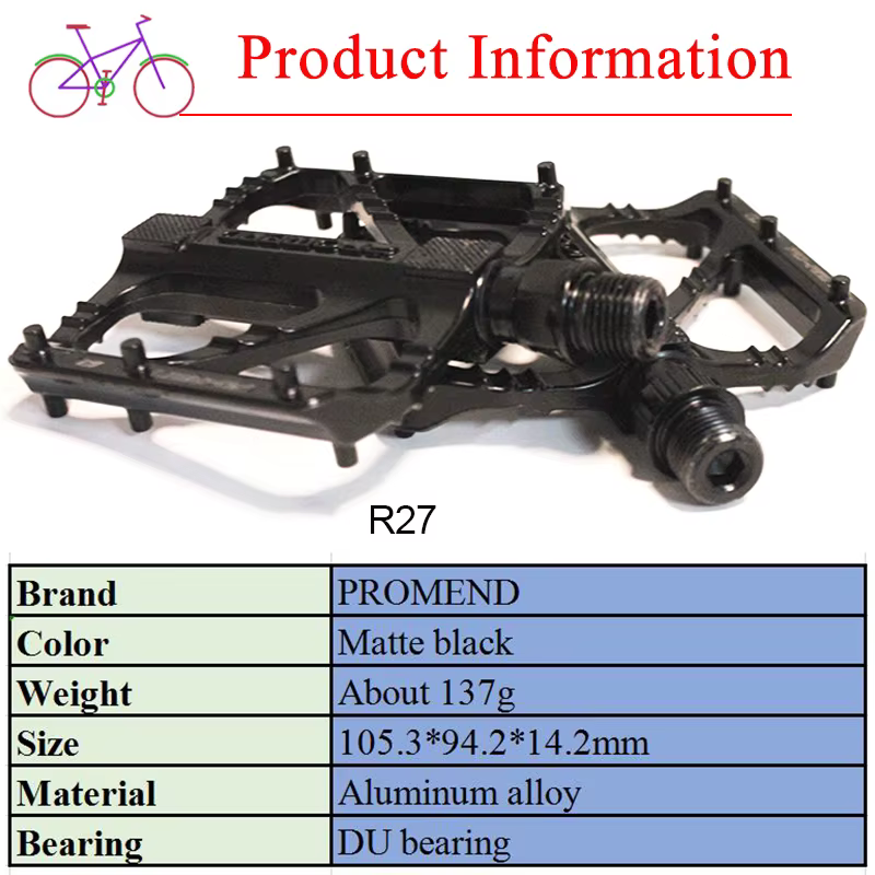 PROMEND-Pédales de vélo anti-ald DU à roulement ultralégères, accessoires de vélo de route à large p