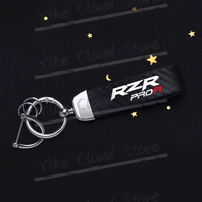 Ultra HD Printed For Polaris RZR RS1 XP PRO R Sport Logo Carbon Fiber Textured Leather Keychain Moto