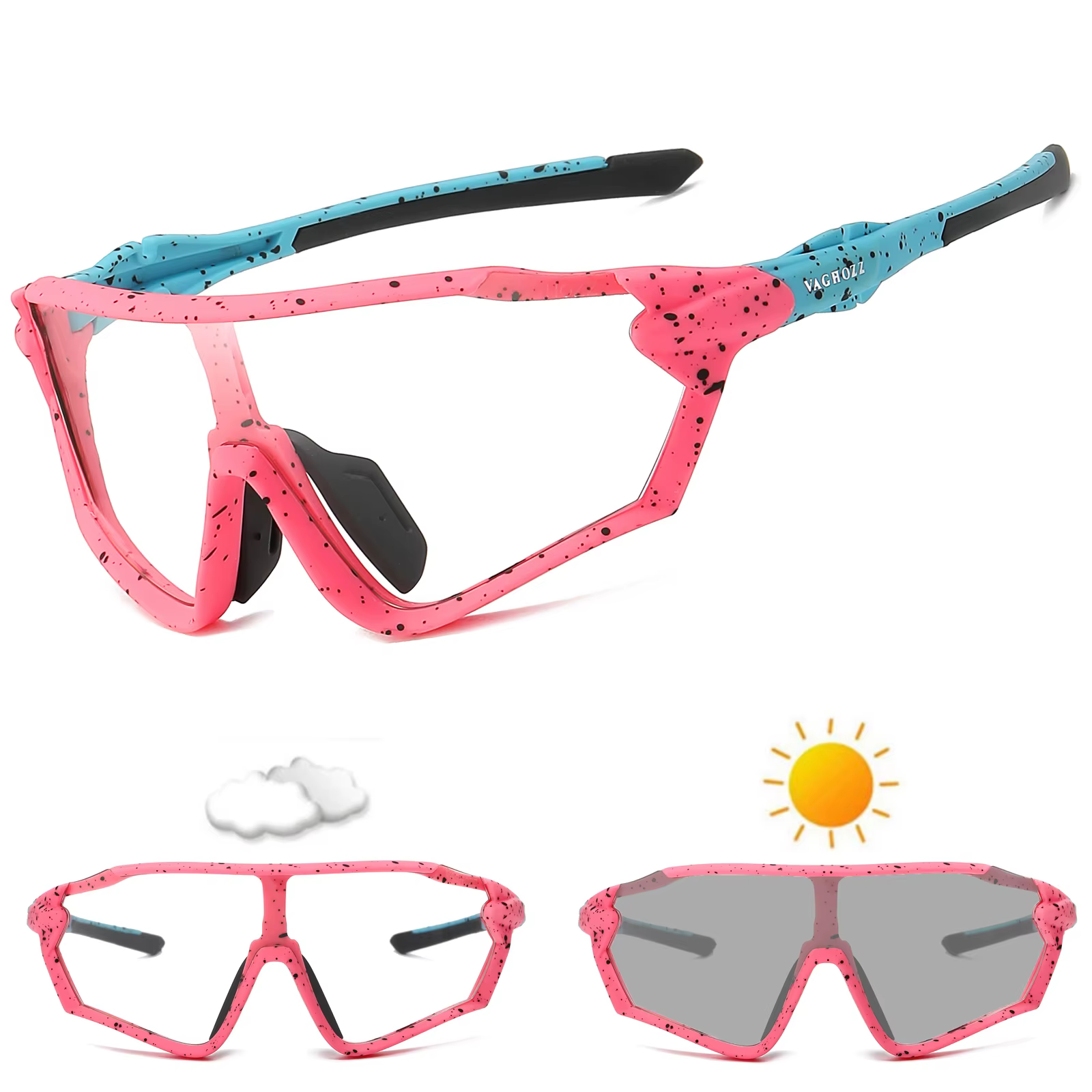 VAGHOZZ flambant neuf UV400 et lunettes de cyclisme photochromiques lunettes de soleil en plein air