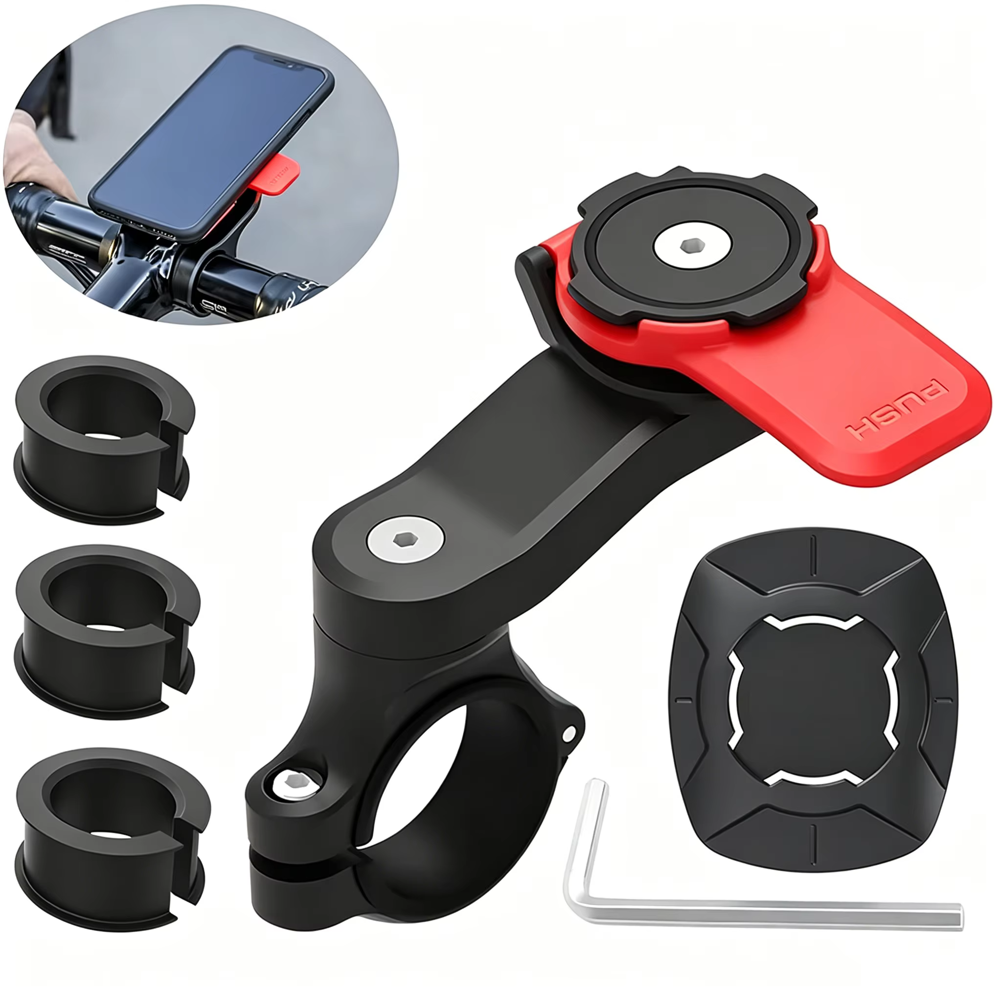Support universel pour smartphone QUAD LOCK avec amortisseur de vibrations pour guidon de moto, vélo