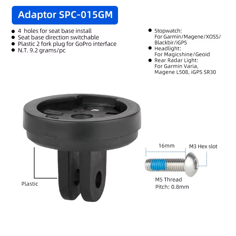 Deemount-Adaptateur de direction réglable pour Garmin, Bryton, Wahoo, radar arrière d'ordinateur, lu