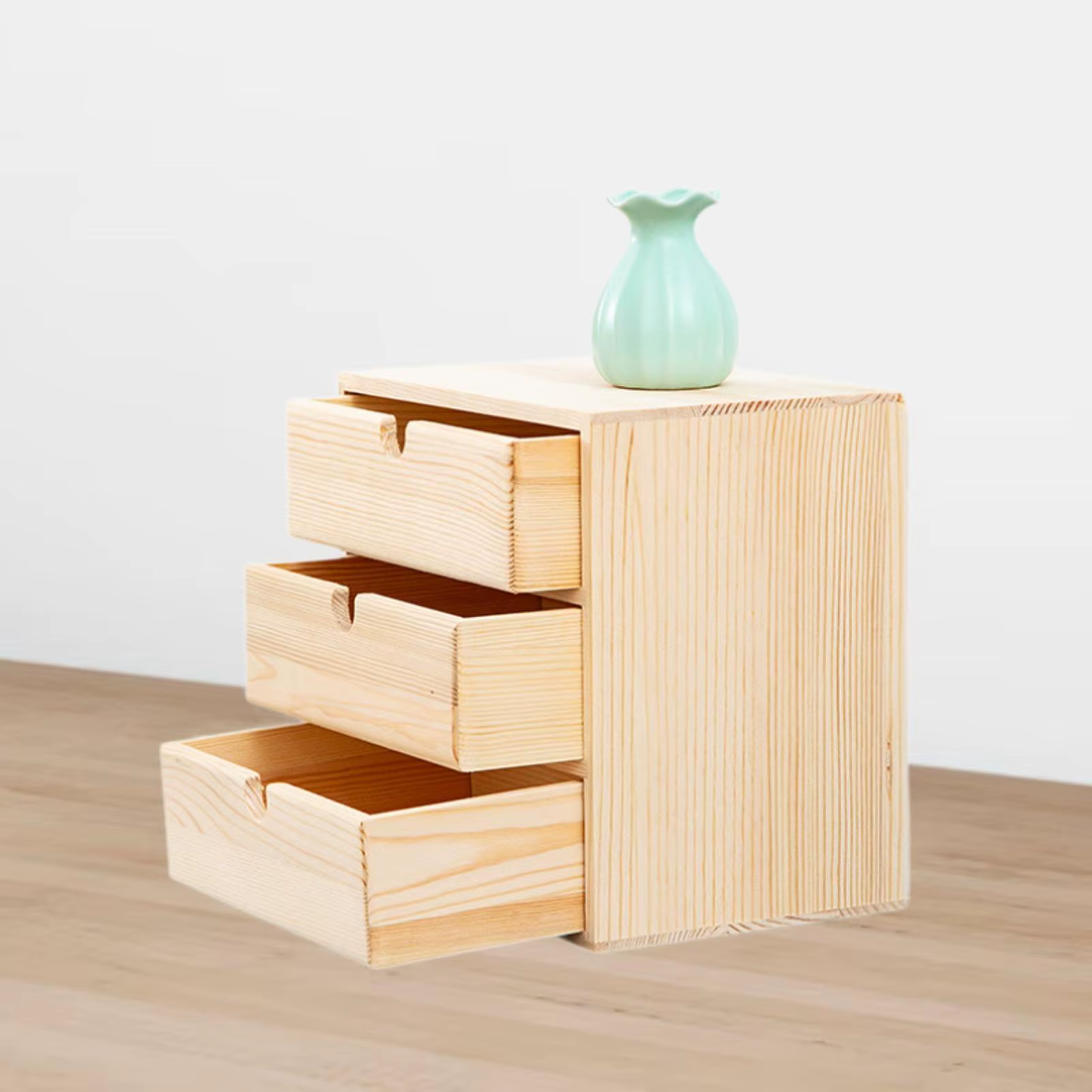 Boîte à bijoux en bois pour femmes, accessoires de bureau avec 3 tiroirs, organisateur de bureau en 