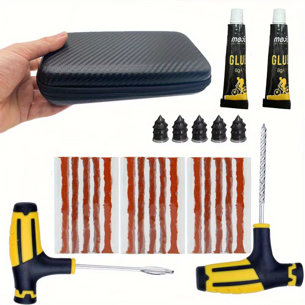 Kit de réparation de pneus d'urgence – Colle robuste et bandes de caoutchouc pour la fixation de cre