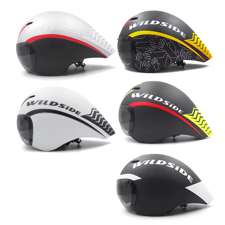 Casque de vélo TT pour homme, lunettes de lentille, TriDuvet LeicAero, casque de vélo de route, cour