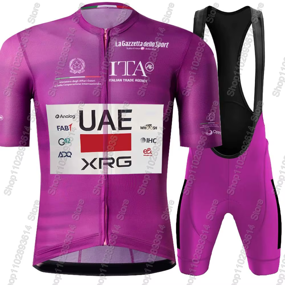 Maillot de cyclisme rose Émirats Arabes Unis 2026 Tour de l'Italie – Ensemble homme violet pour vélo de route
