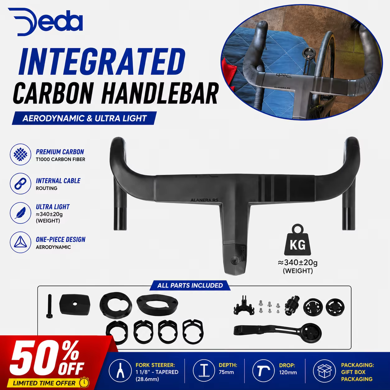 Guidon de vélo de route DEDA Alanera RS 2025