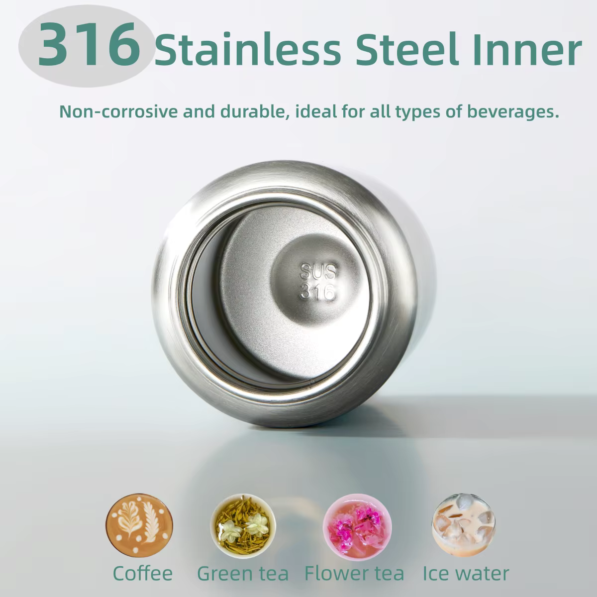 Bouteille d'eau isotherme en acier inoxydable 316