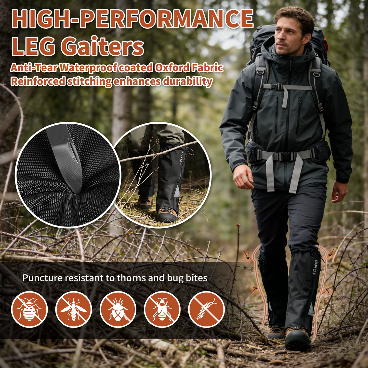 MAPLEAF Guêtres de randonnée leggings de protection pour les jambes