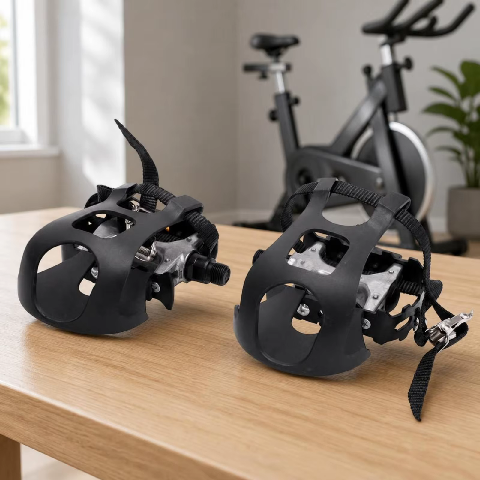 Pédales de vélo d'exercice avec Clips et sangles